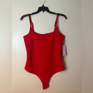 Wild Fable Red Butterbliss Thong Back Bodysuit